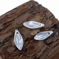 Natural mother of pearl bamboo leaf pendants with iridescent sheen for DIY jewelry - White Shell