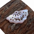 Natural pink fan-shaped seashell pendant with intricate hollow pattern for DIY jewelry - Pink Shell