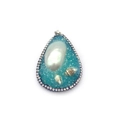 Blue resin water drop shell pendant with pearl and rhinestones on a white background - 30x50-40x60mm / Deep Blue