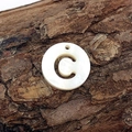 Polished natural freshwater shell round pendant with cutout letter C for DIY jewelry making - Letter C