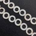 Macro detail of white natural shell ring beads with pearl luster for DIY jewelry - Circle Style (4) / 20mm (10mm Hole, 19 Pcs/Strand)