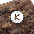 Natural freshwater shell bead with cutout letter K design for DIY jewelry - Letter K