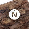 Natural freshwater shell bead with cutout letter N for DIY jewelry necklaces - Letter N