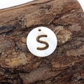 Natural freshwater shell bead featuring a hollow letter S pendant for DIY jewelry design - S