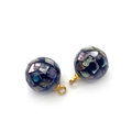 Spherical abalone shell mosaic charms with golden metal loops for DIY jewelry making - 8mm / Black