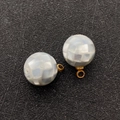 Spherical white mother of pearl shell mosaic pendants with golden rings, set of two - 8mm / Silver