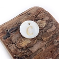 Natural shell round pendant with golden letter C and top hole for DIY jewelry making - Letter C