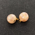 Pink shell mosaic sphere beads with golden rings for jewelry making necklaces - Pink