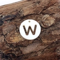 White shell pearl round bead pendant with hollow letter W for personalized jewelry making - Letter W