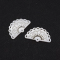 Detail of fan-shaped natural shell pendants with intricate hollow carved patterns - Fan Shaped Pendant (Without Chain) / White
