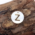 Natural white shell charm with hollowed letter Z, 12mm round bead for DIY jewelry making - Letter Z
