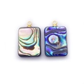 Pendentifs rectangulaires en nacre d'abalone naturelle avec attache dorée et reflets - Rectangulaire / 8X10mm
