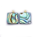Pendentifs carrés en nacre d'abalone naturelle avec anneaux dorés pour bijoux DIY - Carré
