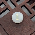 Polished natural freshwater shell bead with golden number one for DIY jewelry making - Number 1 / White