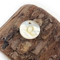 Natural freshwater shell pendant with golden letter Q engraving for DIY jewelry - Letter Q