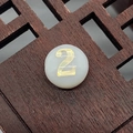 Polished natural shell round bead with golden number two for DIY jewelry making - Number 2 / White