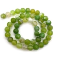 Strand of green dragon vein fire agate round beads with natural white crackle textures - 6mm / Size 3