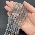 Natural 8mm striped agate beads in light grey and blue gradient for DIY jewelry making - 6mm / Light Gray Stripe (No. 1)