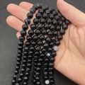 Polished natural black striped agate beads for DIY jewelry making held in hand - 6mm / Dark Black Stripe (No. 2)