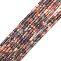 Natural round tube stone beads in mixed red and brown jasper colors for jewelry DIY - 2x4mm / Red Leopard Skin