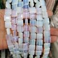 Flat square iridescent opal beads for DIY jewelry making held in hand for size context - 12x12x5mm (Approx. 33 Pcs) / Opal