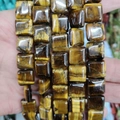 Polished square tiger's eye stone beads for DIY jewelry making and necklace crafts - 12x12x5mm (Approx. 33 Pcs) / Tiger's Eye