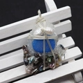 Blue crystal cluster and baroque pearl wire-wrapped pendant with silver wire-work - Blue Crystal Cluster Multicolor Artificial Pearl Style (No. 3)