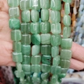Square green aventurine natural stone loose beads with a smooth polished finish - 12x12x5mm (Approx. 33 Pcs) / Green Aventurine