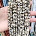 Tira de cuentas de jaspe dálmata natural en forma de disco crema y negro para joyería - Tamaño Pequeño / Jaspe dálmata