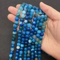 Polished blue striped agate round loose beads for DIY handmade jewelry crafts - Blue Stripe (No. 8)