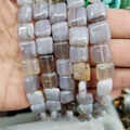 Strand of natural gray purple agate square beads with unique banded stripe texture - 12x12x5mm (Approx. 33 Pcs) / Grey Agate