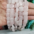 Handheld square pink rose quartz stone beads for DIY jewelry making and craft projects - 12x12x5mm (Approx. 33 Pcs) / Rose Quartz