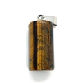Tiger Eye stone cylinder pendant with silver bail clasp for necklace jewelry making - Tiger's Eye