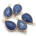Faceted teardrop blue stone charm with gold bezel and double loops for DIY jewelry - Blue Faceted Stone (No. 4)