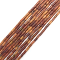 Cylindrical natural stone beads in mixed red, orange and brown tones for DIY jewelry - 2x4mm / Red Peacock Ore