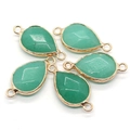 Faceted teardrop Amazonite stone connector with gold plating for jewelry DIY projects - Green Faceted Stone (No. 5)