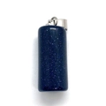 Blue sand stone cylindrical pendant with galaxy sparkles and silver metal clasp charm - Blue Sandstone