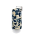 Dalmatian jasper cylindrical pendant with silver bail for DIY jewelry necklace - Dalmatian Jasper