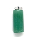Cylindrical green aventurine stone pendant with silver metal clasp for DIY jewelry - Green Aventurine