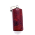 Red Jasper cylindrical gemstone pendant with silver bail for DIY jewelry necklaces - Red Jasper Style (Size 13)