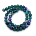 Polished natural dragon vein agate round beads in mixed dark green and purple colors - Dark Green Purple Veins 5
