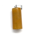Cylindrical warm yellow natural stone pendant with silver clasp for DIY jewelry - Yellow Agate Style (Size 17)