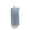 Blue lace agate cylinder stone pendant with silver clasp for DIY necklace making - Grey Agate