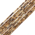 Natural Picture Jasper tube beads with earthy landscape patterns for DIY jewelry making - 2x4mm / Picture Jasper