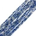 Polished blue and white sodalite stone tube beads for DIY necklace jewelry making - 2x4mm / Blue with White Dots (Sodalite)