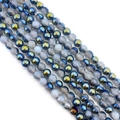 Blue and gold electroplated dragon vein agate beads for DIY jewelry making - 6mm / Blue Gold Gray (No. 2)