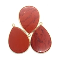 Pendentifs goutte en jaspe rouge naturel avec bordure dorée pour bijoux DIY - Pierre Arc-en-ciel