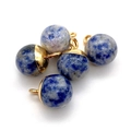 Ronde natuurstenen lapis lazuli hangers met gouden metalen kapjes voor DIY-sieraden maken - Blauwe spotsteen