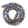 Strand of 8mm gray labradorite beads with blue iridescent glow for DIY jewelry - 6mm / Grey Iridescent