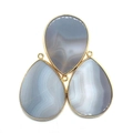 Pendentifs turquoise bleue en forme de goutte avec bord doré pour bijoux DIY - Agate Grise